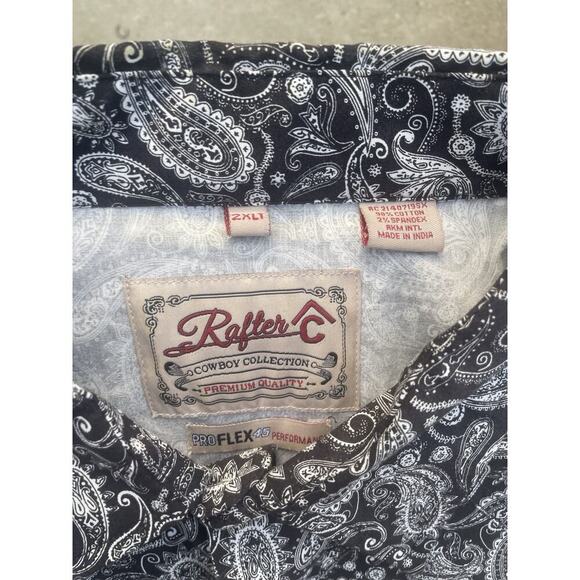 Rafter C Pearl Snap XXLT Paisley Print Western Rodeo Shirt Button Up Cowboy - Picture 3 of 12